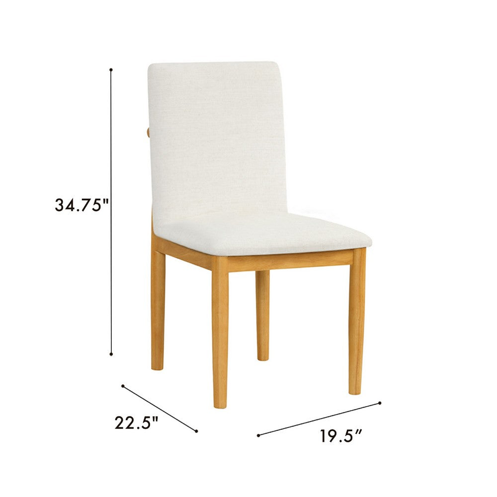 Ron Parsons Dining Chair Set of 2, Natural Brown Wood, Textured Cream -BM334515