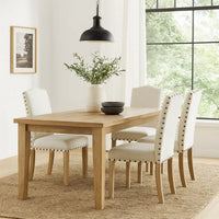 Ron Parsons Dining Chair Set of 2, Natural Brown Wood, Textured Cream -BM334515