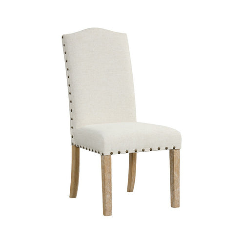 Ron Parsons Dining Chair Set of 2, Natural Brown Wood, Textured Cream -BM334515