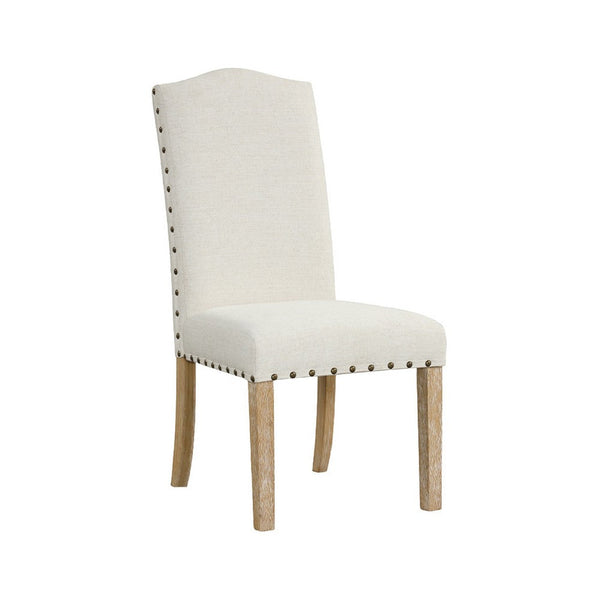 Ron Parsons Dining Chair Set of 2, Natural Brown Wood, Textured Cream -BM334515