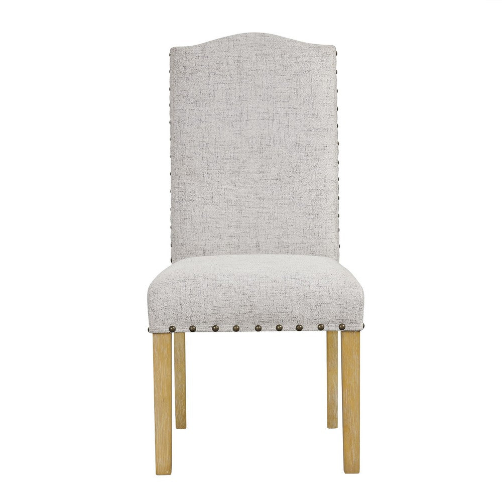 Ron Parsons Dining Chair Set of 2, Nailhead Trim, Solid Wood, Gray -BM334516