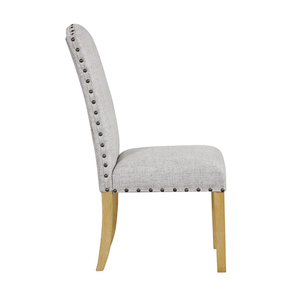 Ron Parsons Dining Chair Set of 2, Nailhead Trim, Solid Wood, Gray -BM334516