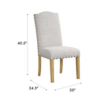 Ron Parsons Dining Chair Set of 2, Nailhead Trim, Solid Wood, Gray -BM334516