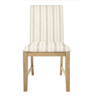 Tim Dining Chair Set of 2, Wood Apron, Taupe Cream Striped Polyester -BM334517
