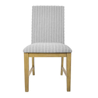 Tim Dining Chair Set of 2, Wood Apron Frame, Gray Striped Polyester -BM334518