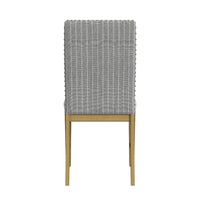Tim Dining Chair Set of 2, Wood Apron Frame, Gray Striped Polyester -BM334518