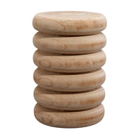 Jevy Outdoor Accent Table, 12 Inch Spiral Natural Brown Paulownia Wood -BM334519