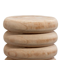 Jevy Outdoor Accent Table, 12 Inch Spiral Natural Brown Paulownia Wood -BM334519