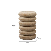 Jevy Outdoor Accent Table, 12 Inch Spiral Natural Brown Paulownia Wood -BM334519