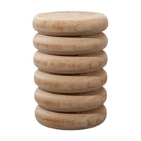 Jevy Outdoor Accent Table, 12 Inch Spiral Natural Brown Paulownia Wood -BM334519