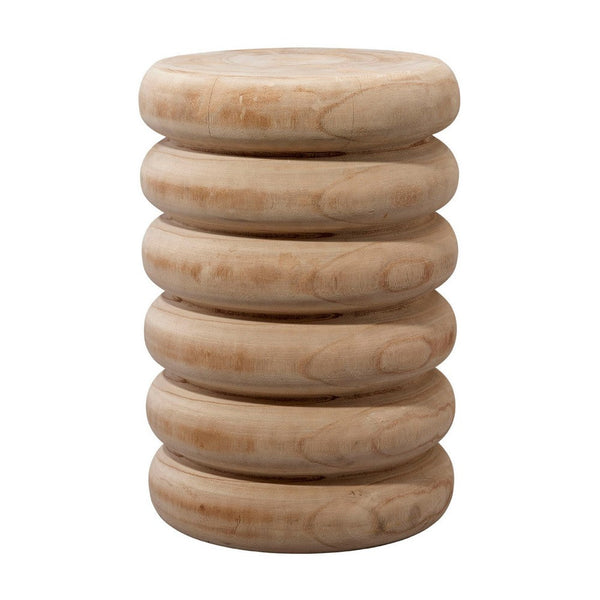 Jevy Outdoor Accent Table, 12 Inch Spiral Natural Brown Paulownia Wood -BM334519