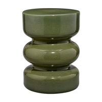 Ruo Patio Garden Stool End Table, Hourglass Body, Glossy Green Ceramic -BM334520