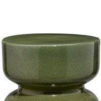 Ruo Patio Garden Stool End Table, Hourglass Body, Glossy Green Ceramic -BM334520