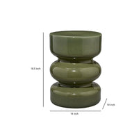 Ruo Patio Garden Stool End Table, Hourglass Body, Glossy Green Ceramic -BM334520