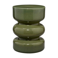Ruo Patio Garden Stool End Table, Hourglass Body, Glossy Green Ceramic -BM334520
