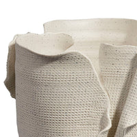 Tio Modern Vessel Vase, Flowing Petal Folds, White Porcelain 13 Inch -BM334521