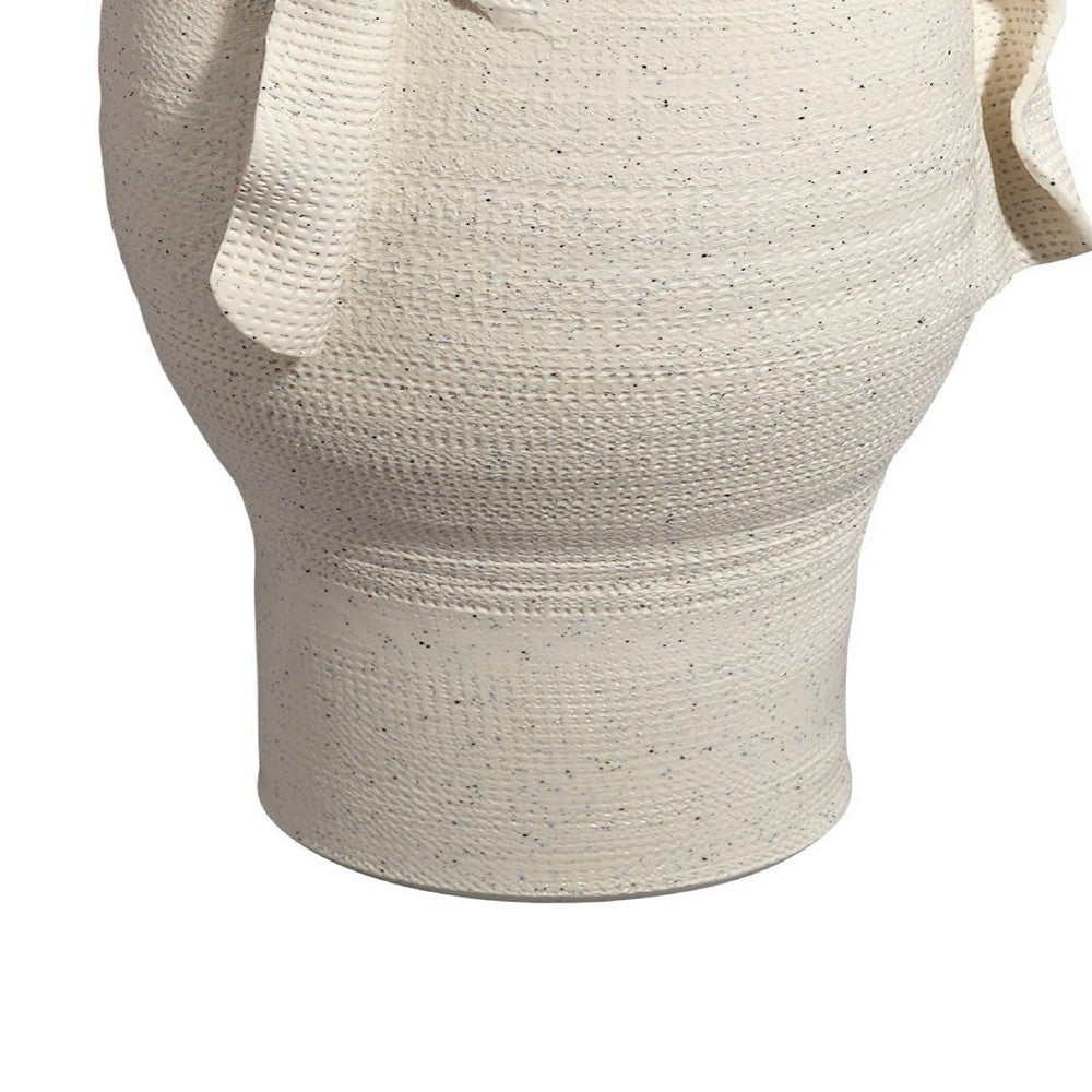 Tio Modern Vase Vessel, Flowing Petal Folds, White Porcelain 19 Inch -BM334522