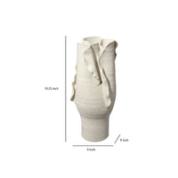 Tio Modern Vase Vessel, Flowing Petal Folds, White Porcelain 19 Inch -BM334522