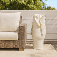 Tio Modern Vase Vessel, Flowing Petal Folds, White Porcelain 19 Inch -BM334522