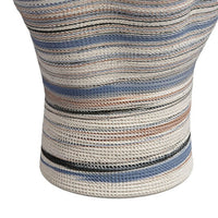 Kerya Decorative Vase, 16 Inch White Blue Striped, Wavy Rim Porcelain -BM334524