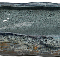Erya Decorative Bowl, Uneven Wavy Rim, 24 Inch Glazed Gray Ceramic -BM334525
