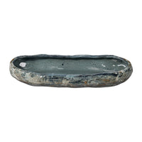 Erya Decorative Bowl, Uneven Wavy Rim, 24 Inch Glazed Gray Ceramic -BM334525