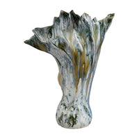 Tery Decorative Vase, 16 Inch Glossy Ocean Blue Ceramic, Wavy Fishtail -BM334527