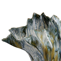 Tery Decorative Vase, 16 Inch Glossy Ocean Blue Ceramic, Wavy Fishtail -BM334527