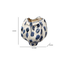 Nery Decorative Vase, Ruffled Edge, Blue White Patchwork Ceramic -BM334529