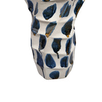 Nery Decorative Vase, Blue White Patchwork Ceramic, Ruffled Edge -BM334530