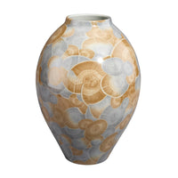 Aery Decorative Vase, Printed Pattern Glossy Blue Ceramic, 12 Inch -BM334531
