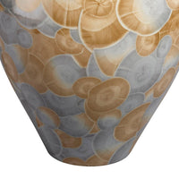 Aery Decorative Vase, Printed Pattern Glossy Blue Ceramic, 12 Inch -BM334531