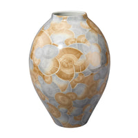Aery Decorative Vase, Printed Pattern Glossy Blue Ceramic, 12 Inch -BM334531
