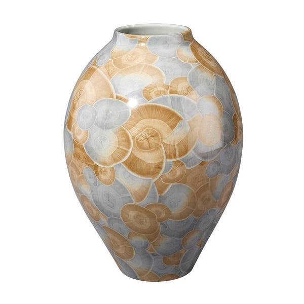 Aery Decorative Vase, Printed Pattern Glossy Blue Ceramic, 12 Inch -BM334531