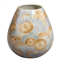 Aery Decorative Vase, Printed Pattern Glossy Blue Ceramic, 8 Inch -BM334532