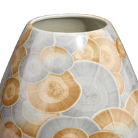 Aery Decorative Vase, Printed Pattern Glossy Blue Ceramic, 8 Inch -BM334532