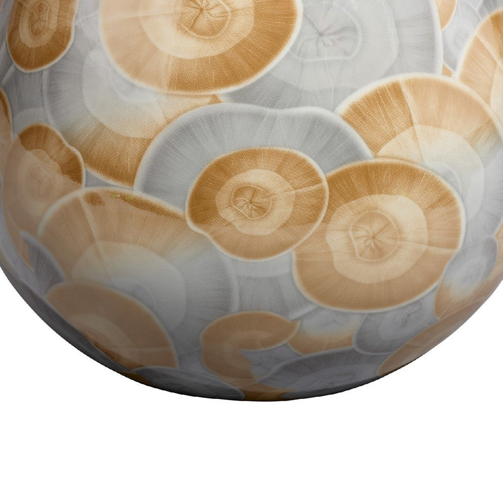 Aery Decorative Vase, Printed Pattern Glossy Blue Ceramic, 8 Inch -BM334532