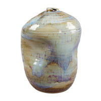 Noah Decorative Vase, Irregular Shape, Glossy Blue Ceramic 13 Inch -BM334533