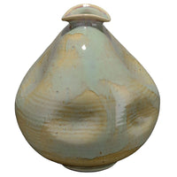 Noah 11 Inch Ceramic Decorative Vase, Irregular Dimpled Shape, Glossy Reactive Blue - BM334535