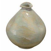 Noah 11 Inch Ceramic Decorative Vase, Irregular Dimpled Shape, Glossy Reactive Blue - BM334535