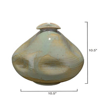 Noah 11 Inch Ceramic Decorative Vase, Irregular Dimpled Shape, Glossy Reactive Blue - BM334535