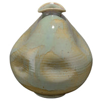 Noah 11 Inch Ceramic Decorative Vase, Irregular Dimpled Shape, Glossy Reactive Blue - BM334535