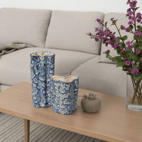 Gipo Decorative Flower Vase Set of 2, Ruffled Body, Blue White Ceramic -BM334540