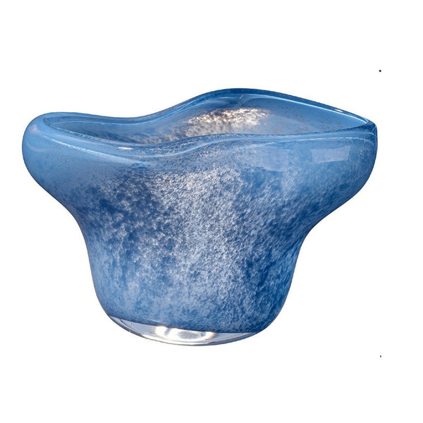 Lesy Decorative Bowl, Freeflow Ruffled Edge, Blue Blown Glass 14 Inch -BM334541