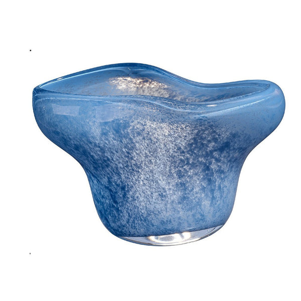 Lesy Decorative Bowl, Freeflow Ruffled Edge, Blue Blown Glass 14 Inch -BM334541