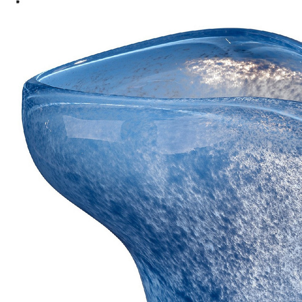 Lesy Decorative Bowl, Freeflow Ruffled Edge, Blue Blown Glass 14 Inch -BM334541