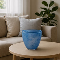 Lesy Decorative Vase, Freeflow Edge, Rich Blue Blown Glass 16 Inch -BM334542