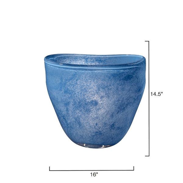 Lesy Decorative Vase, Freeflow Edge, Rich Blue Blown Glass 16 Inch -BM334542