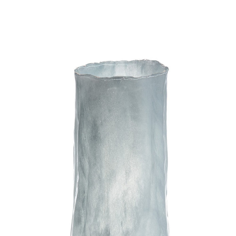Quia Tall Decorative Vase, Rough Body, Pale Blue Blown Glass 20 Inch -BM334543