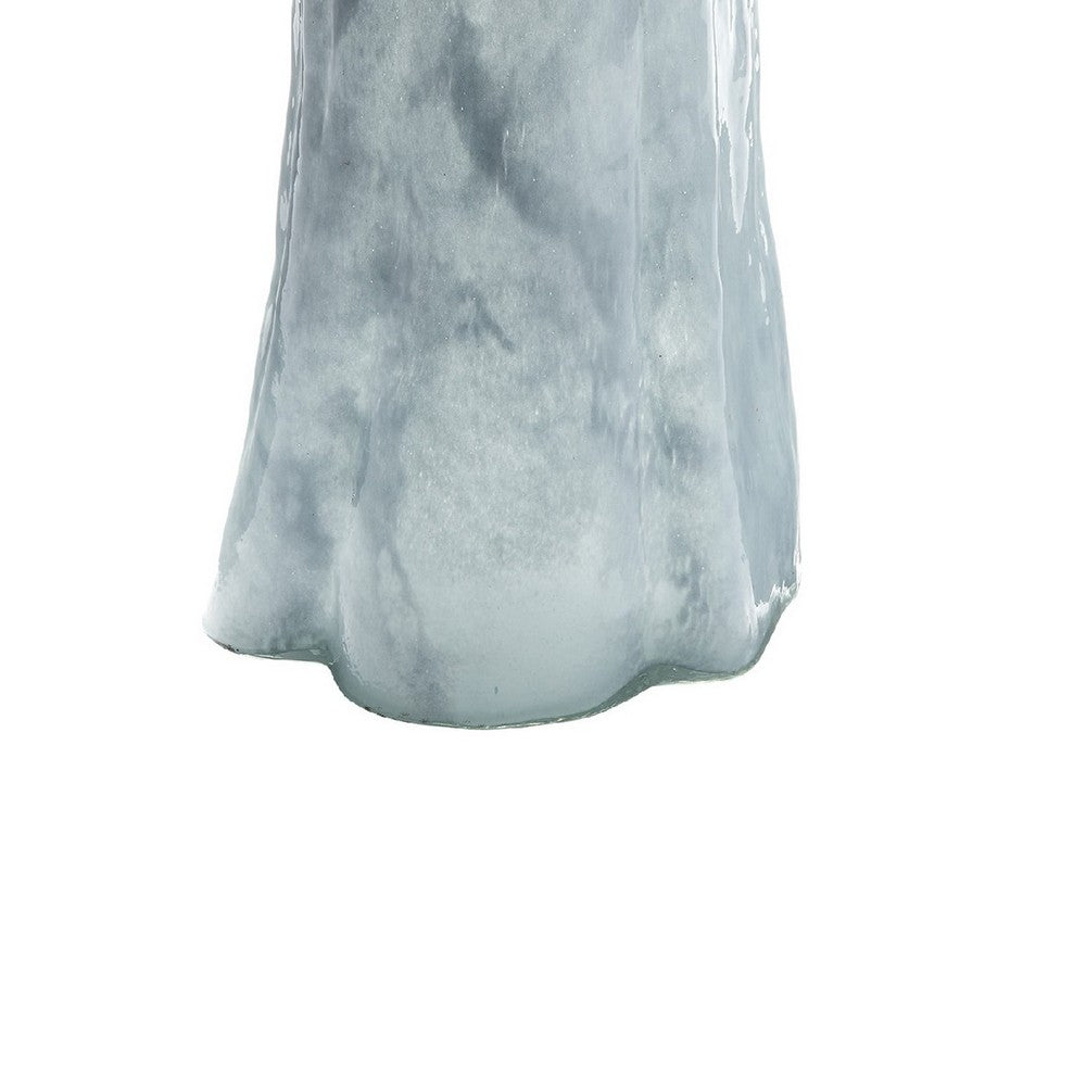 Quia Tall Decorative Vase, Rough Body, Pale Blue Blown Glass 20 Inch -BM334543